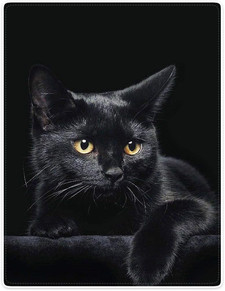 60"x80" Blanket Soft Fluffy Flannel Fleece Throw Black Cat