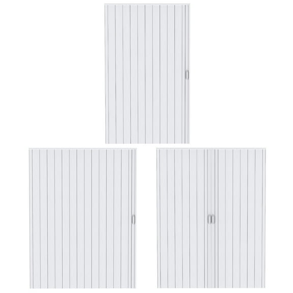 60"x80" Double Accordion Doors Interior, Bifold PVC Folding Closet Doors Set with Magnetic Close, Top Mount Track for Large Openings, Easy Install (White Ash)