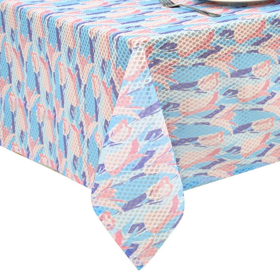 60"x84" Dark Green and Pink Rectangular Tablecloth - Elegant, Durable, Washable, Ideal for Weddings, Valentine's Day, and Party Decorations