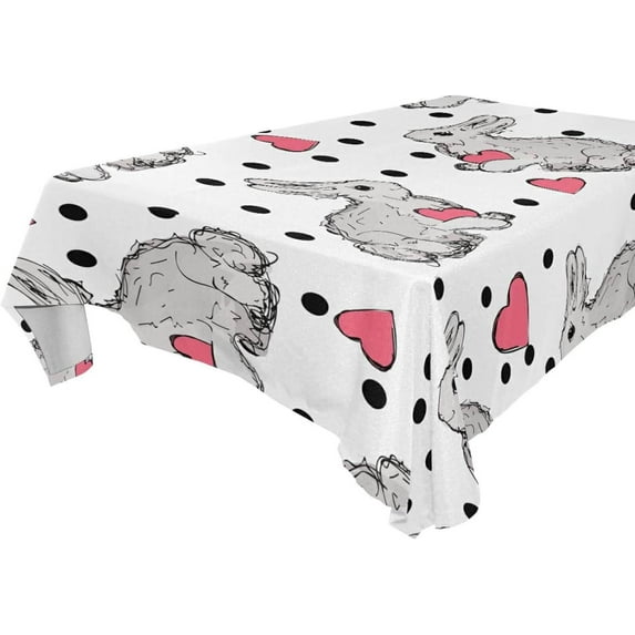60"x90" Easter Bunny Eggs Tablecloth, Waterproof Washable Polyester Square Table Cover Durable Tablecloth for Kitchen Dining Table Party Decor
