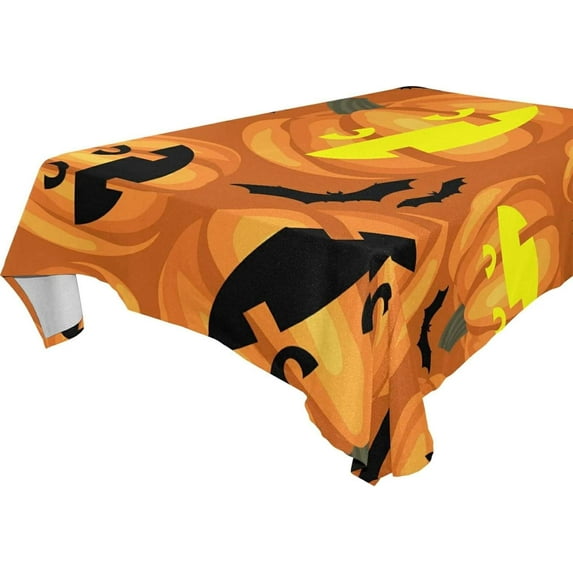 60"x90" Halloween Pumpkin Tablecloth, Waterproof Washable Polyester Square Table Cover Durable Tablecloth for Kitchen Dining Table Party Decor