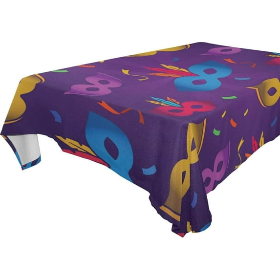 60"x90" Mardi Gras Tablecloth, Waterproof Washable Polyester Square Table Cover Durable Tablecloth for Kitchen Dining Table Party Decor