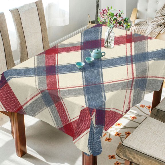 60"x90"Square Washable Wrinkle Resistant Heat Resistant Table Cloth Decorative Table Cover for Kitchen Dining Room, Multiple Sizes Available Red-blue Diagonal Lines