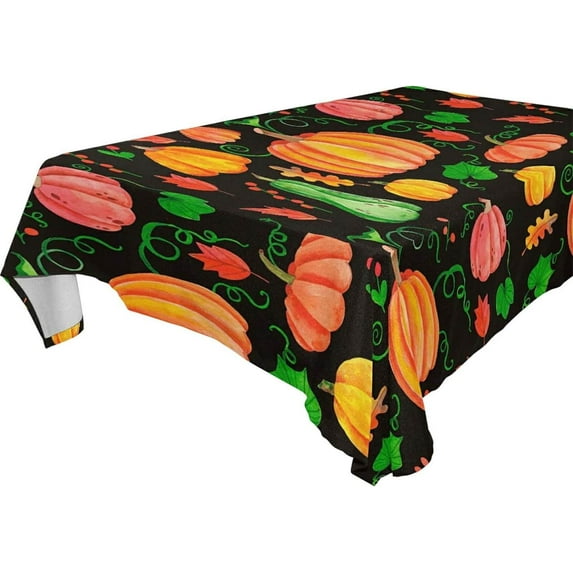 60"x90" Thanksgiving Pumpkin Tablecloth, Waterproof Washable Polyester Square Table Cover Durable Tablecloth for Kitchen Dining Table Party Decor