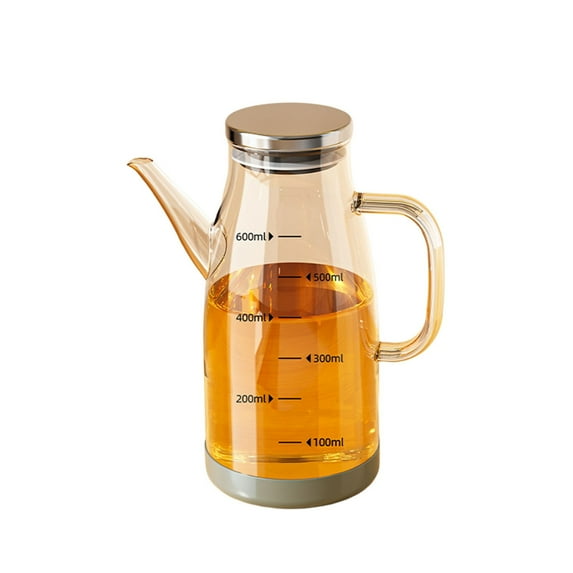 600-1000ML Glass Oil Dispenser with -Free Spout - Heat-Resistant Borosilicate Glass, Airtight Lid - for Olive Oil, Vinegar, Kitchen/BBQ Use