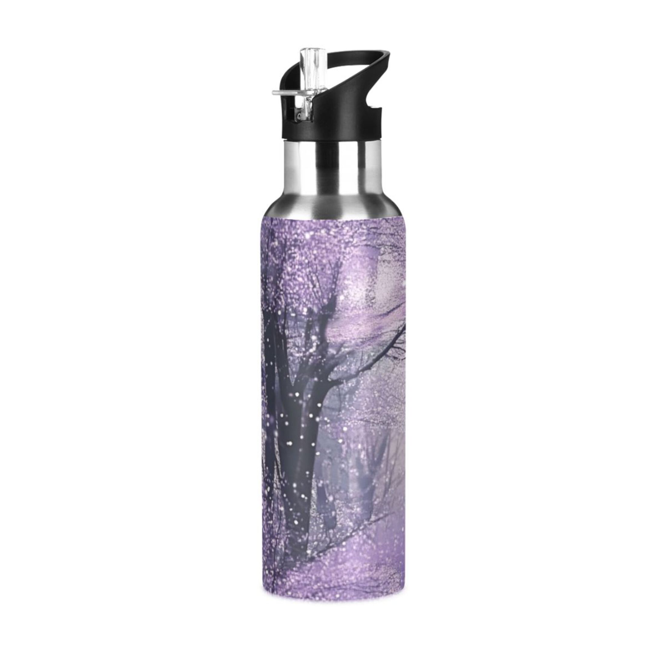 600/1000ML Stainless Steel Sport Water Bottle with Straw Lid Leak Proof ...