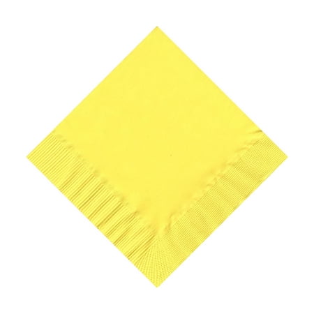 600 - (12 Pks of 50) 2 Ply Plain Solid Colors Beverage Cocktail Napkins Paper - Yellow
