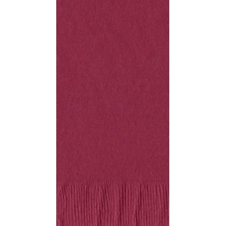 600 - (12 Pks of 50) 2 Ply Plain Solid Colors Luncheon Dinner Napkins Paper - Burgundy