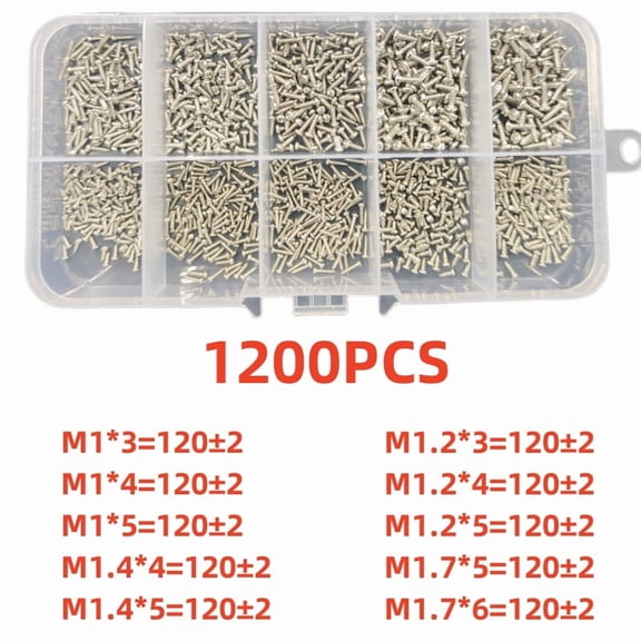 600/1200 sets Miniature self-tapping screws, Miniature crosshead metal screws classification kit