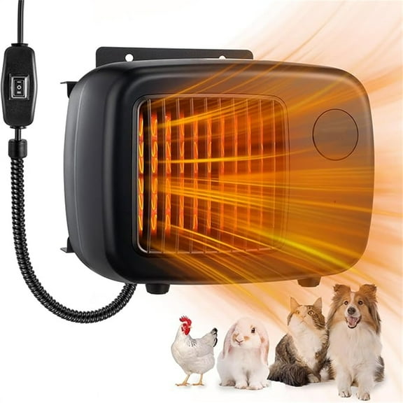 600/300W Dog House Heater with tat, Pet Heater with 6FT Anti Chew Cord and  Overheat Protection, 2 Heating Mode Pet Warmer for Dogs Chicken Coops Rabbits(Black,1 Pcs)
