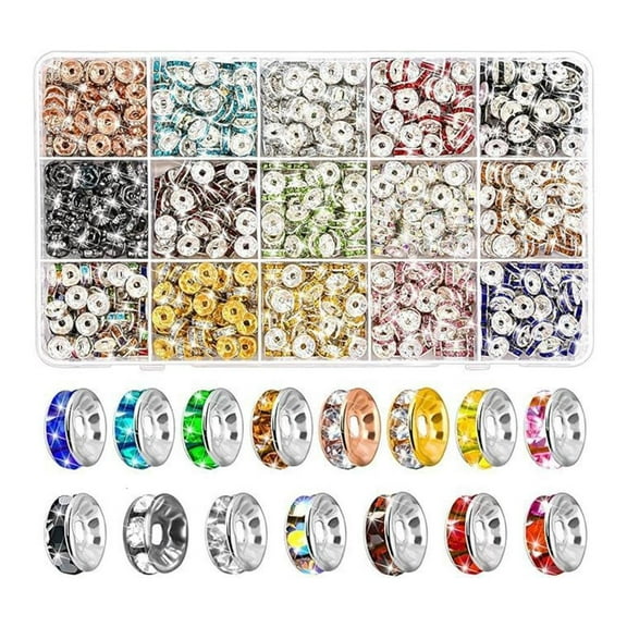 600/720/900Pcs 8mm Sparkling Rhinestones Spacer Beads for Bracelets Making