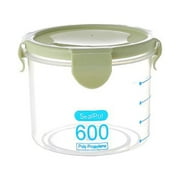 600/800/1000ml Plastic Transparent Sealed Containers Kitchen Food Cereal Beans Nuts Storage Box for Daily Use in The Home [600ML-GREEN]