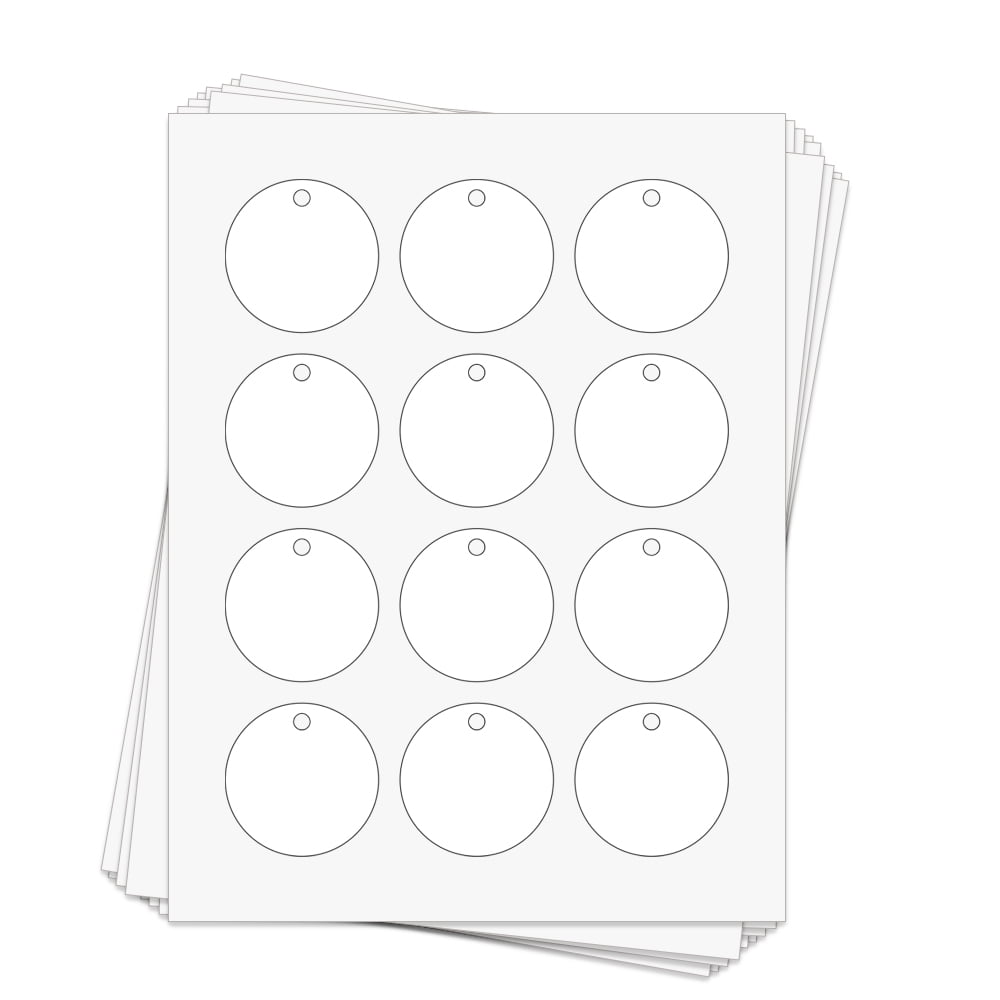 600 Circle Hangtags, 2 x 2 inches, Uncoated White, 50 Sheets