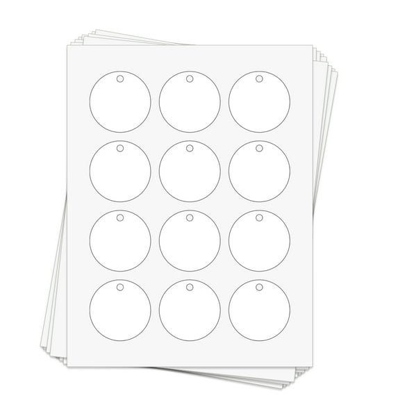 600 Circle Hangtags, 2 x 2 inches, Uncoated White, 50 Sheets