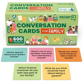 600 Conversation Cards for Families Fun Conversation Starters Card Game for Adults and Families Road Trip Must Have Travel Game to Get to Know Your Family - Kids Dinner Time