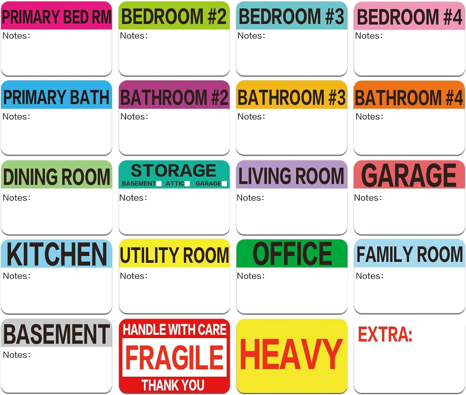 600 Count 3 x 2 Large Home Moving Packing Box Labels for 3-4 Bedroom ...