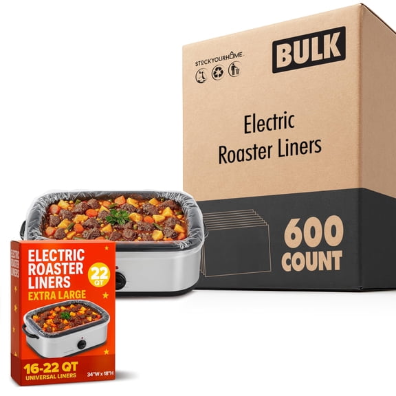 600 Count Extra Large Roaster Liners, Fits 16 to 22 Qt Oval Roasters, Disposable Rip-Resistant Cooking Bags with Gusset