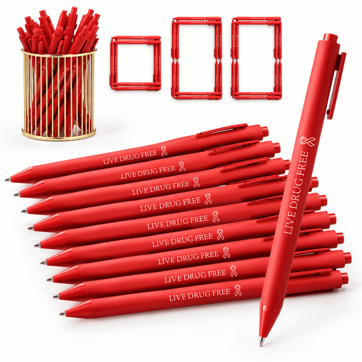 Sign Language For Pink Ribbon 600 Count Red Ribbon Awareness Ballpoint Pens for Anti- Campaigns and ...