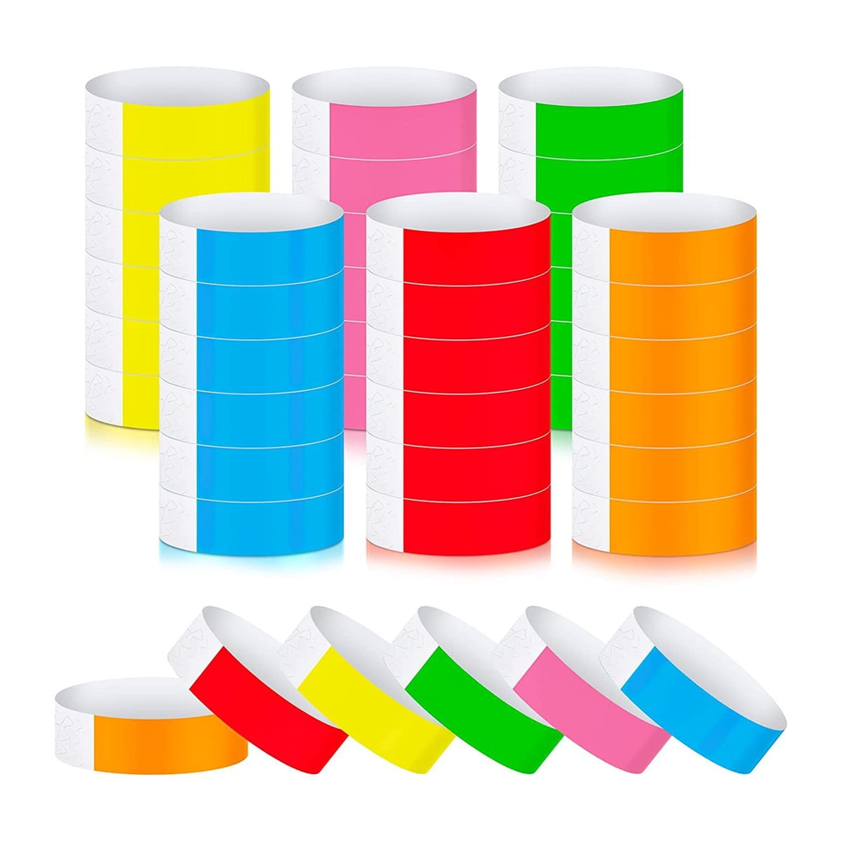 600 Counts Paper Wristbands Neon Wrist Bands Waterproof Hand Bands (Red, Green, Yellow, Pink, Blue, Orange)