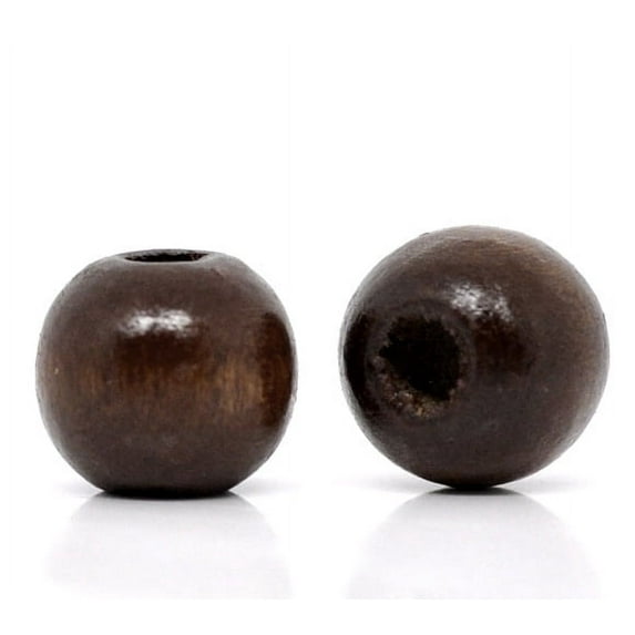 600 Dark Brown Coffee Colored Beads Bulk 10 x 9mm Round Wood Bead with 3mm Large Hole