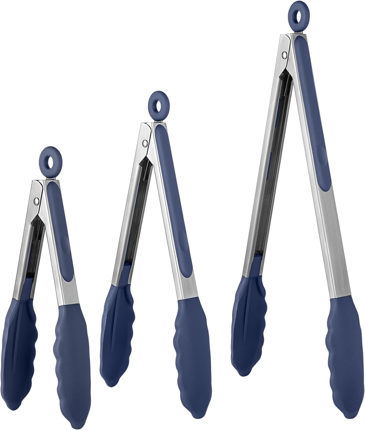 600°F Heat Resistant Kitchen Tongs: U-Taste 7/9/12 inch (Midnight Blue)