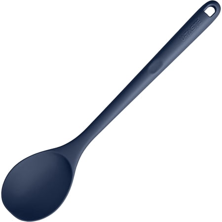 600°F Heat Resistant Silicone Spoon: U-Taste 13.6in Solid Kitchen Cooking Spoon, Nonstick BPA Free Large & Long Soup Rubber Utensil for Mixing, Serving, Stirring,for Pot Cookware (Midnight Blue)