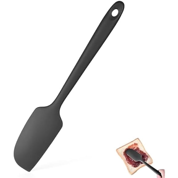 600°F Heat Resistant Small Spatula, Mini Silicone Bowl Scraper Compact Flexible Kitchen Cooking Baking Tool for Scraping Jar Jams Nut Butters & Mixing Stirring Sauce (Black)
