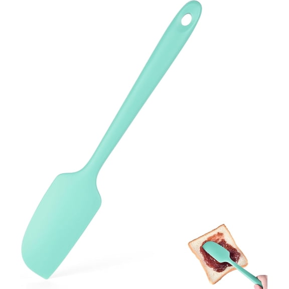 600F Heat Resistant Small Spatula, Mini Food-Grade Silicone Bowl Scraper Compact Flexible Kitchen Cooking Baking Tool for Scraping Jar Jams Nut Butters & Mixing Stirring Sauce (Aqua Sky)