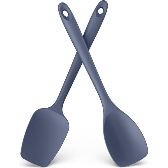 600ºF Heat Resistat Silicone Spoons: U-Taste Flexible Baking Spoon Spatula & Cooking Scoop Spoonula, Seamless Kitchen Utensils for Serving, Scraping, Scooping in Non-Stick Cookware (Midnight Blue）