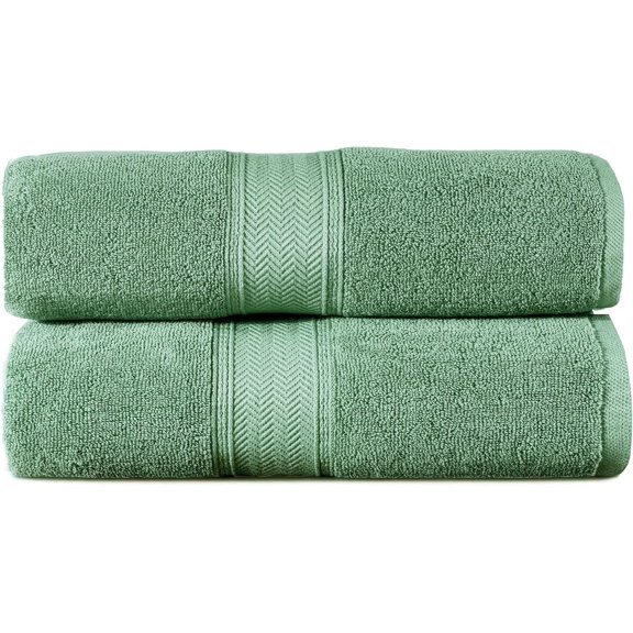 600 GSM- 40 x 80 Inches- 100% Cotton 2 Pc XXL Oversized Bath Towel Set- Soft Highly Absorbent Jumbo Bath Sheets Towels Sets- Quick Dry Oversized Sheets Towel Sets for Hotel Spa Pool- Sage