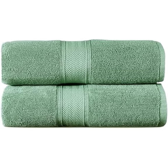 600 GSM- 40 x 80 Inches- 100% Cotton 2 Pc XXL Oversized Bath Towel Set- Soft Highly Absorbent Jumbo Bath Sheets Towels Sets- Quick Dry Oversized Sheets Towel Sets for Hotel Spa Pool- Sage