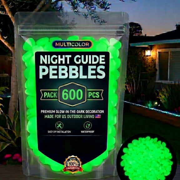 600 Glowing Garden Stepping Stones, Luminous Pebbles for Night Guide, Outdoor Landscaping Decor