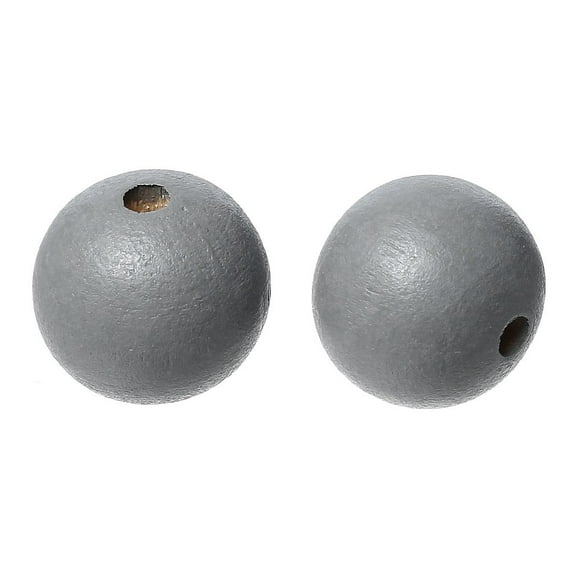 600 Grey Round Wood Beads Bulk 10mm x 9mm with 3mm Hole