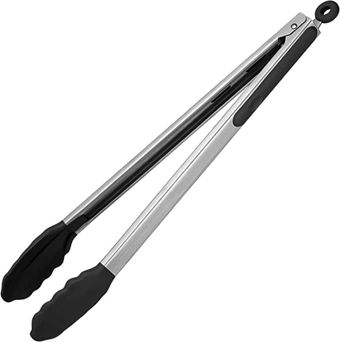 12-Inch Silicone Tip Locking Tong by Tezzorio, Utility Tongs with Black  Silicone Tips and Grips, Durable Non-Slip and Non-Stick Cooking/Kitchen  Tongs