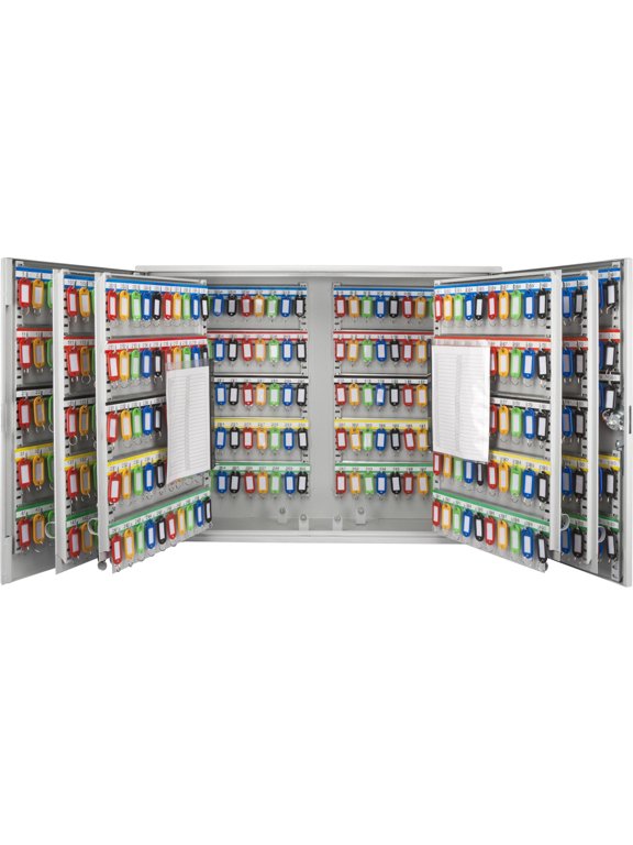 600 Key Adjustable Key Cabinet with Key Lock, Colorful Key Tags, Wall Mount Storage
