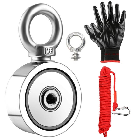 600 LBS Fishing Magnet Kit Pull Force Heavy Duty Strong Neodymium Magnet River+Rope