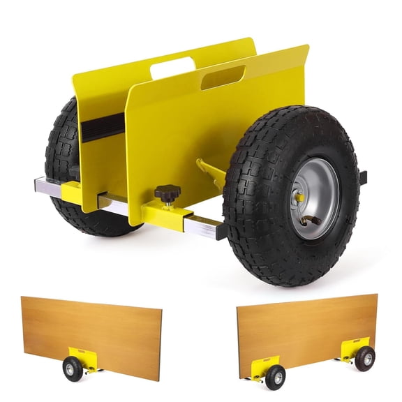600 LBS Panel Dolly 10in Inflatable Tires and Adjustable Clamp Drywall Doors Panels Yellow