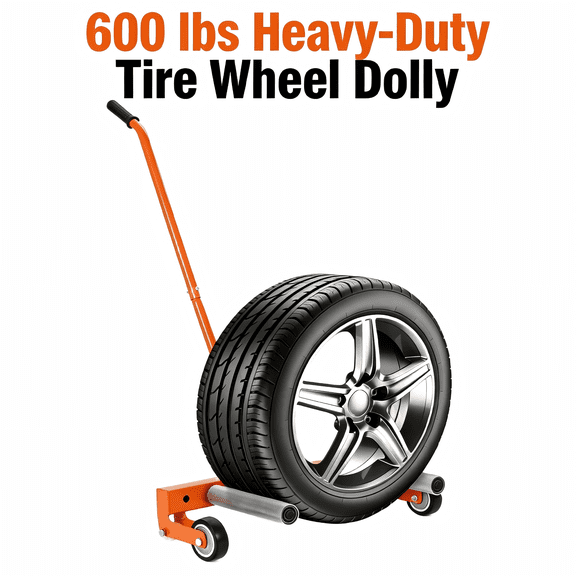 600 LBS Tire Wheel Dolly,Tire Moving Tool Cart with Roller Plate for Workshop and Garage,Adjustable Tire Lifter Dolly with Ergonomic Handle