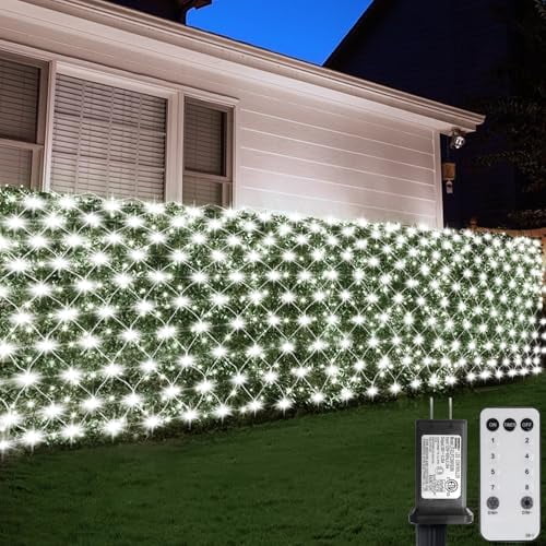 600 LED 20x6.6Ft Net Lights Outdoor Mesh Lights with Remote Timer Plug in, Clear Wire Large Christmas Net Lights for Bushes Garden Shrubs Xmas Wedding Decor (Cool White)$$Tools & Hardware Other
