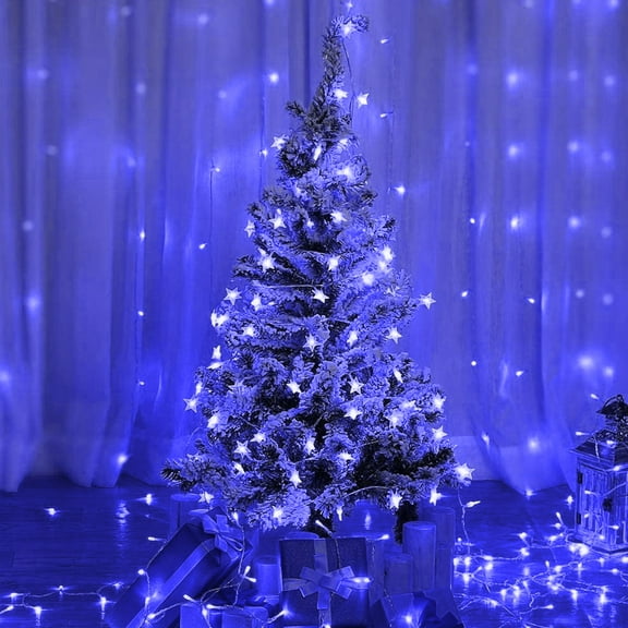 320 LEDs Window Curtain Lights, 8 Lighting Modes Wedding String Lights Decorations, Blue