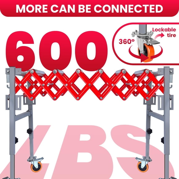600 Lbs Conveyor Roller Stand,Roller Belt Conveyor With 15.75 In Width,Portable And Folding Design For Easy Storage,Roller Conveyor Belt For Workshop Or Sorting Center,Red