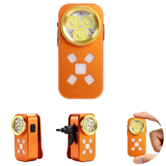 600 Lm Rechargeable EDC Flashlight, Mini Pocket LED Flashlight with Clip, IP68 Waterproof Portable Light for Camping, Hiking, Emergency Preparedness, Outdoor Adventures and Everyday Carry, Orange