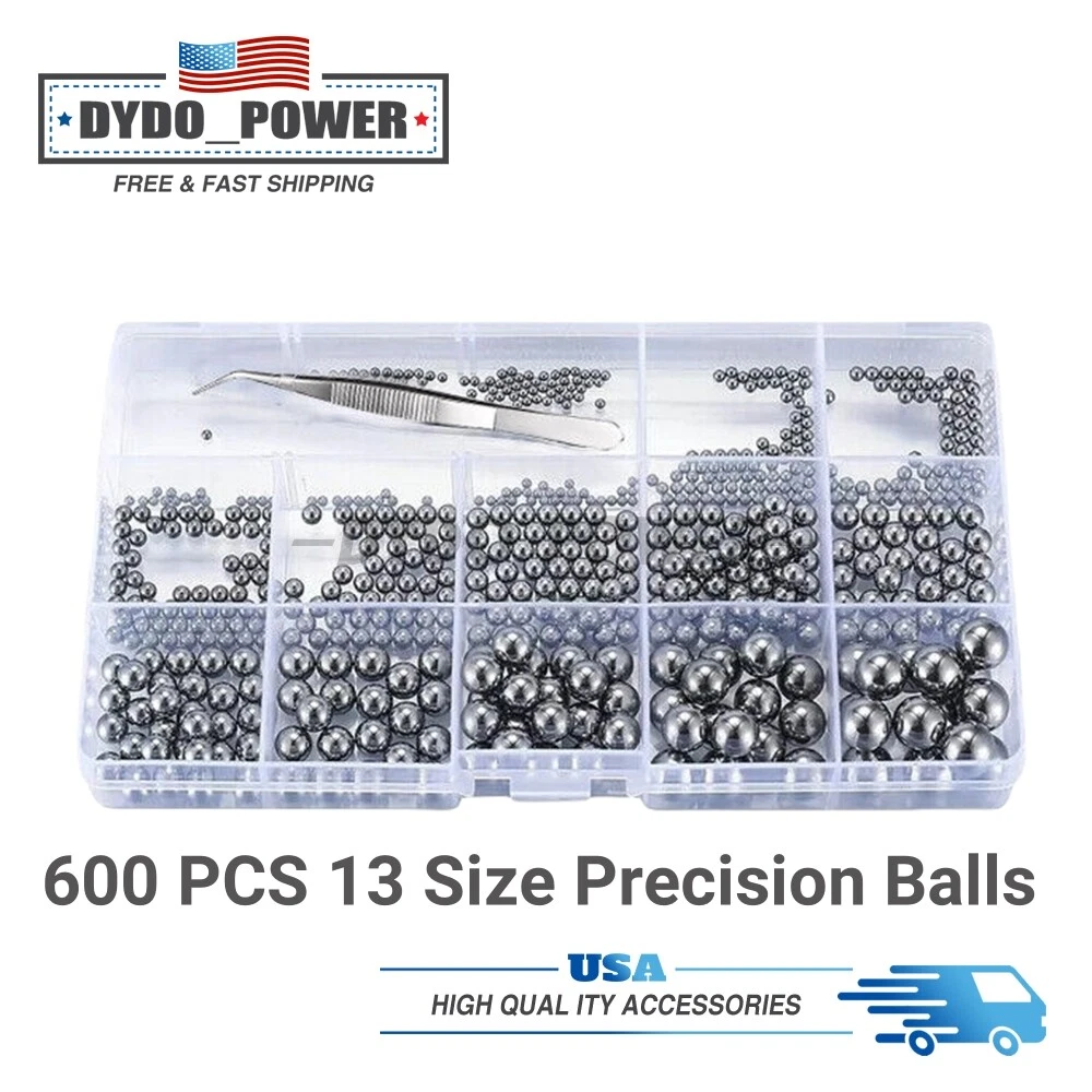 600 Metric Precision Steel Bearing Balls, Assorted Stainless Steel Loose Bic
