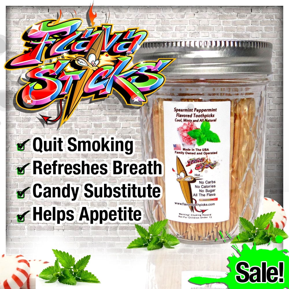 600 Mint Flavored Toothpicks With Reusable Decorative Glass Jar