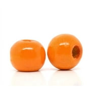 600 Orange Round Wood Beads Bulk 10mm x 9mm with 3mm Hole