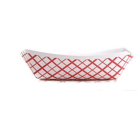 [600 PACK] Heavy Duty Disposable Paper Food Tray (5 LB) - Red Check Food Tray, USA MADE, Recyclable, Biodegradable, Compostable, Great for Picnics, Carnivals, Party, Camping, BBQ, Restaurants, Fries