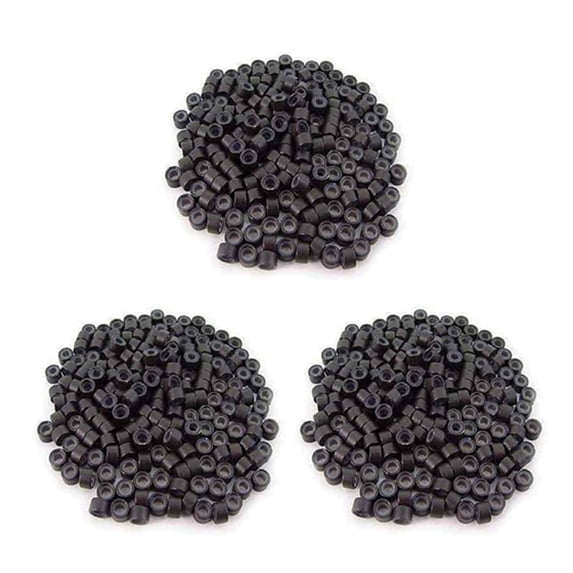 600 PCS 5mm Dark Brown Color Silicone Lined -Rings Links Beads for I Bond Stick Tip Feather Hair Extensions