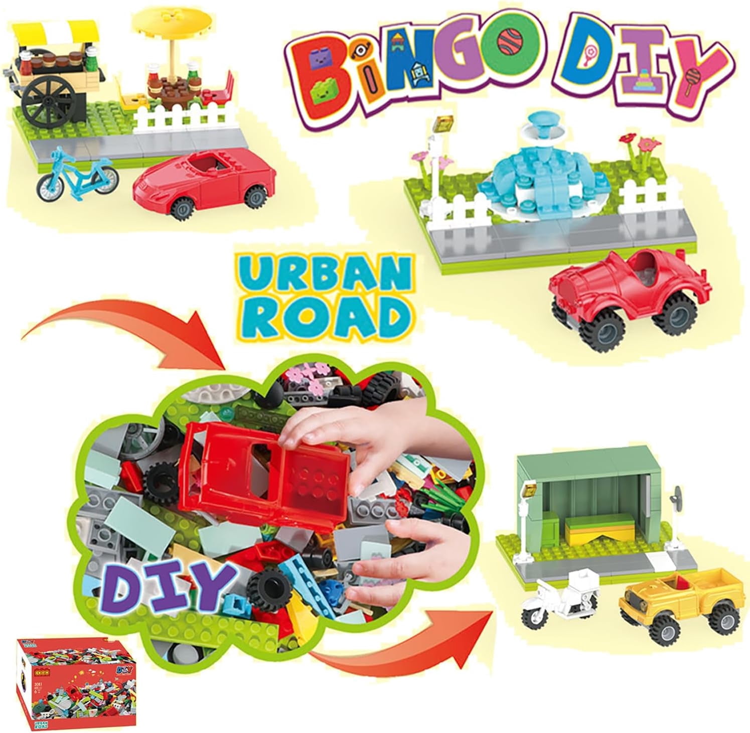 600+PCS City Building Blocks Bulk Set, Compatible Bricks with Vehicles ...