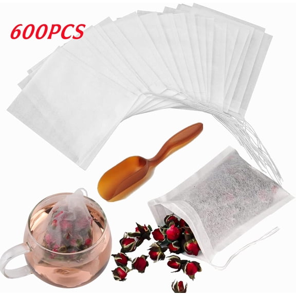 600 PCS Disposable Tea Infuser Bags for Loose Leaf Tea Drawstring Tea Filter Bags, Empty Tea Bags Alternative to Tea Ball, Tea Strainer, Tea Steeper