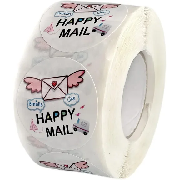600 PCS Smells Like Happy Mail Stickers, 1.5 Inch Happy Mail Labels Small Shop Stickers Thank You Customer Sticker Labels for Small Businesses Packaging Sticker, Handmade Sticker
